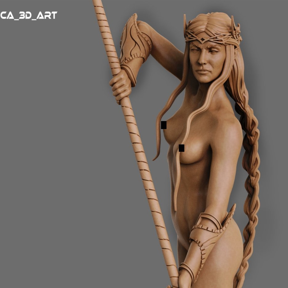 Galadriel Warrior NSFW 3D Printed figurine Fanart by ca_3d_art