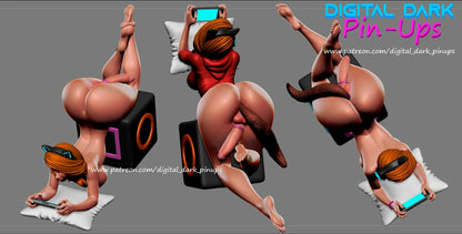 Gamer Girl 3 FUTA – NSFW 3D Printed Figurine – FunArt by Digital Dark Pin-Ups