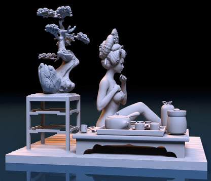 NSFW Resin Miniature Geisha 2 NSFW 3D Printed Miniature Fanart Unpainted