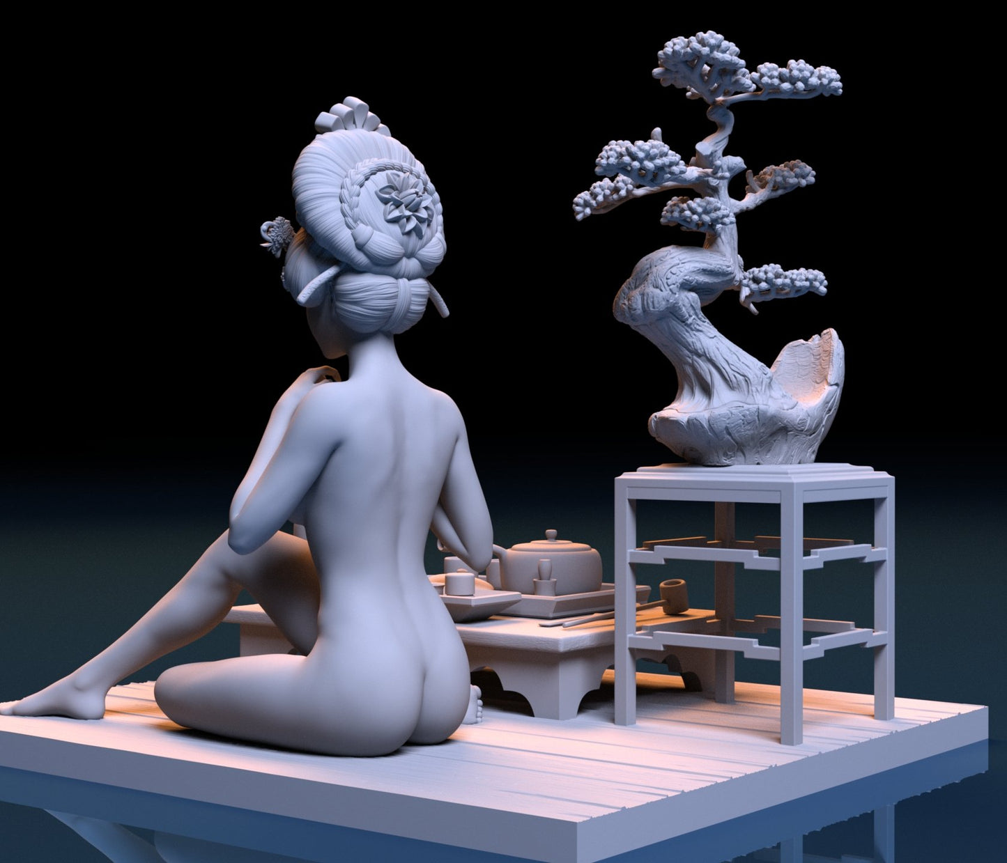 NSFW Resin Miniature Geisha 2 NSFW 3D Printed Miniature Fanart Unpainted