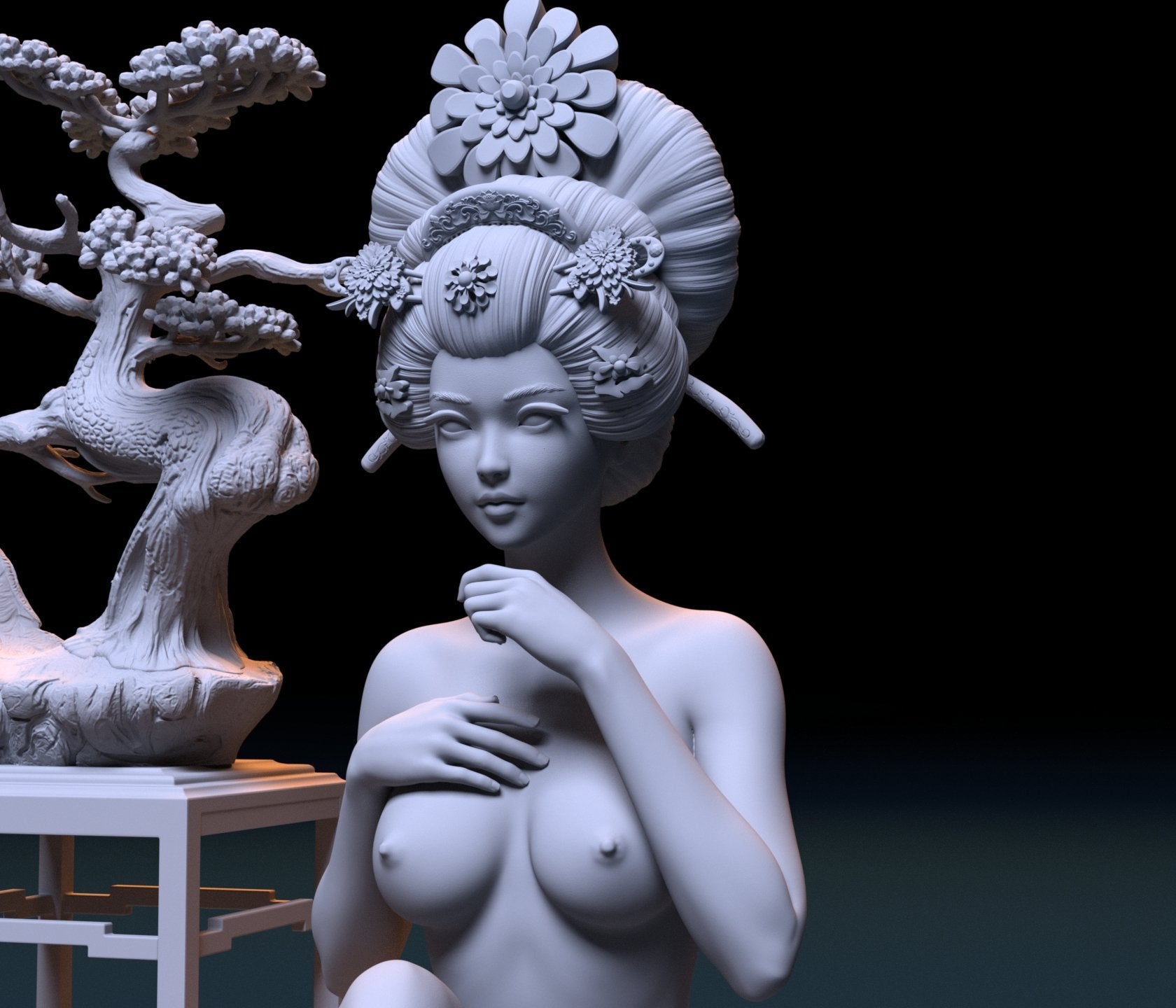 NSFW Resin Miniature Geisha 2 NSFW 3D Printed Miniature Fanart Unpainted