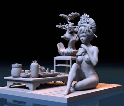 NSFW Resin Miniature Geisha 2 NSFW 3D Printed Miniature Fanart Unpainted