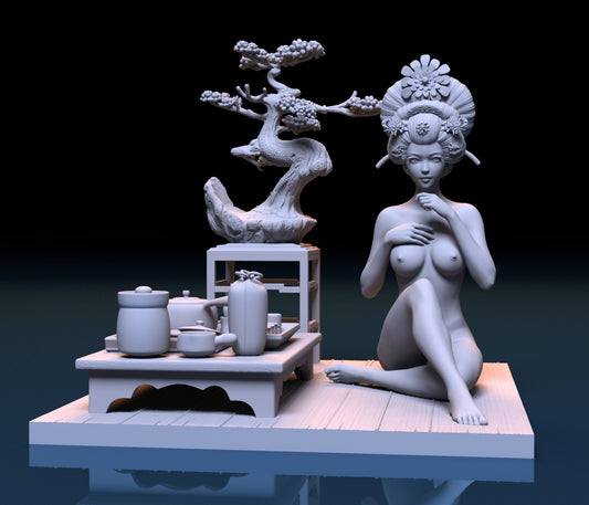 NSFW Resin Miniature Geisha 2 NSFW 3D Printed Miniature Fanart Unpainted