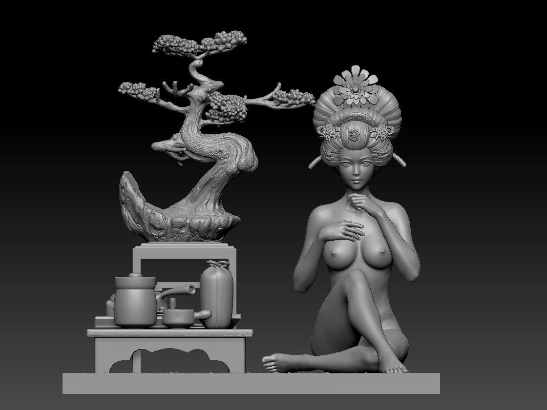 NSFW Resin Miniature Geisha 2 NSFW 3D Printed Miniature Fanart Unpainted