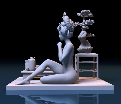 NSFW Resin Miniature Geisha 2 NSFW 3D Printed Miniature Fanart Unpainted