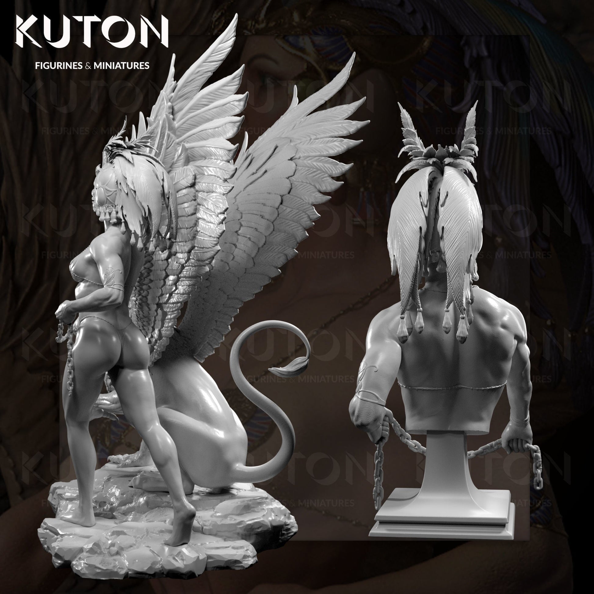 Gryphon BUST 3d printed Resin Figure Model Kit miniatures scale models Fun Art by KUTON