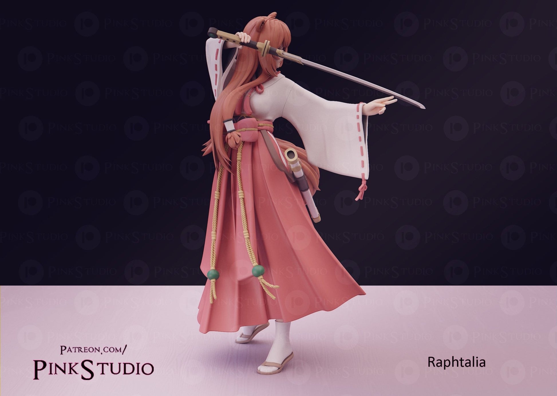 Hakama Raphtalia 3D Printed Anime Miniature Fanart by Pink Studio