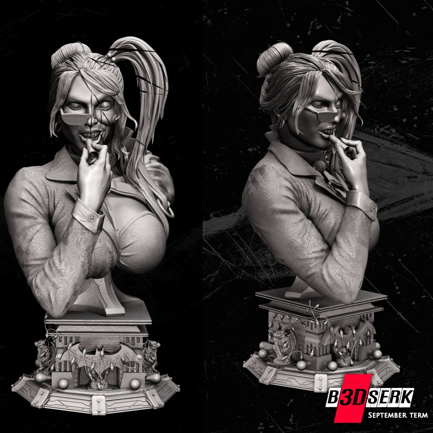Harley Quinn BUST 3D Printed Figurine FunArt | Diorama by B3DSERK UNPAINTED GARAGE KIT
