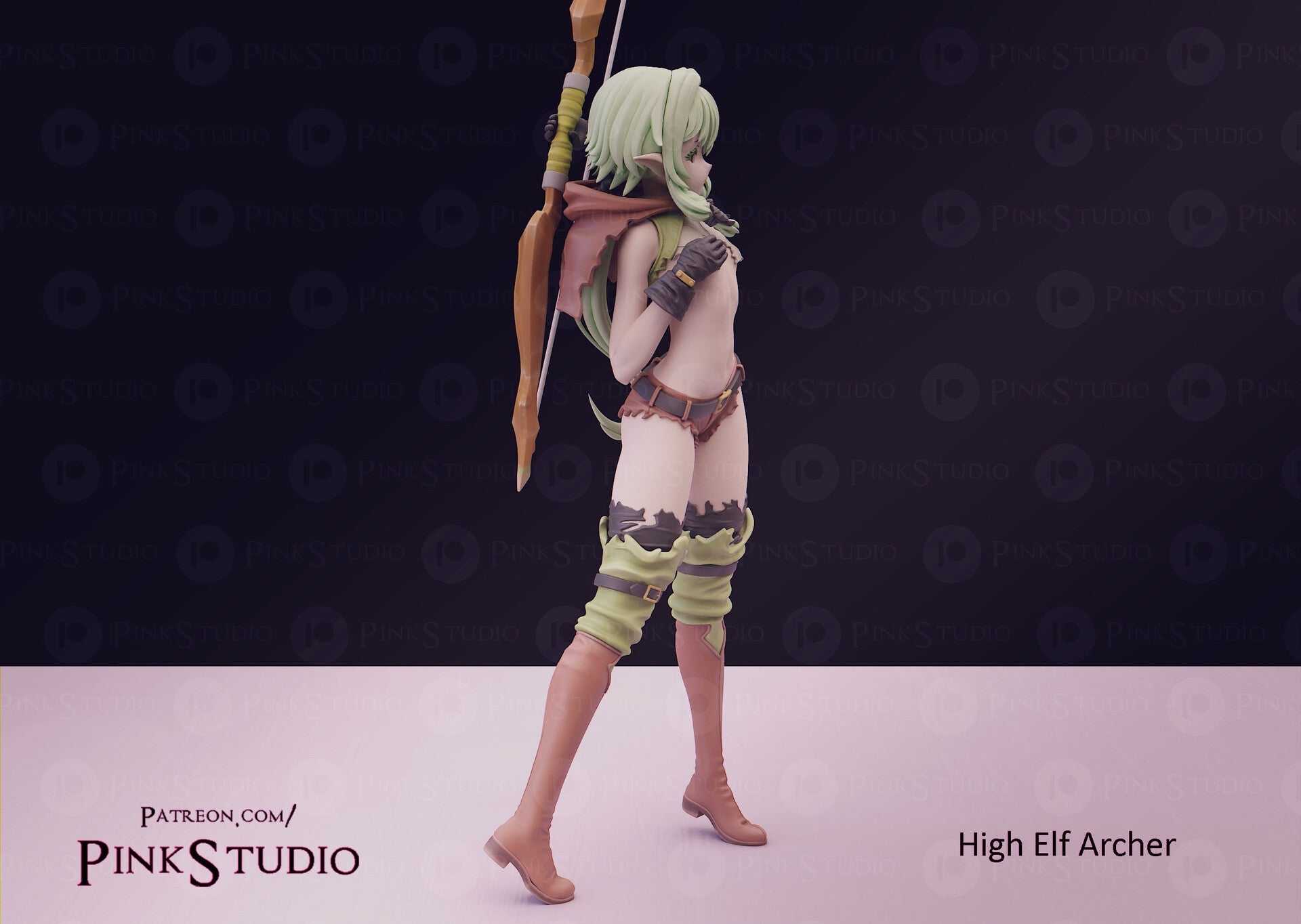 High Elf Archer NSFW 3D Printed Anime Figurine Fanart by Pink Studio