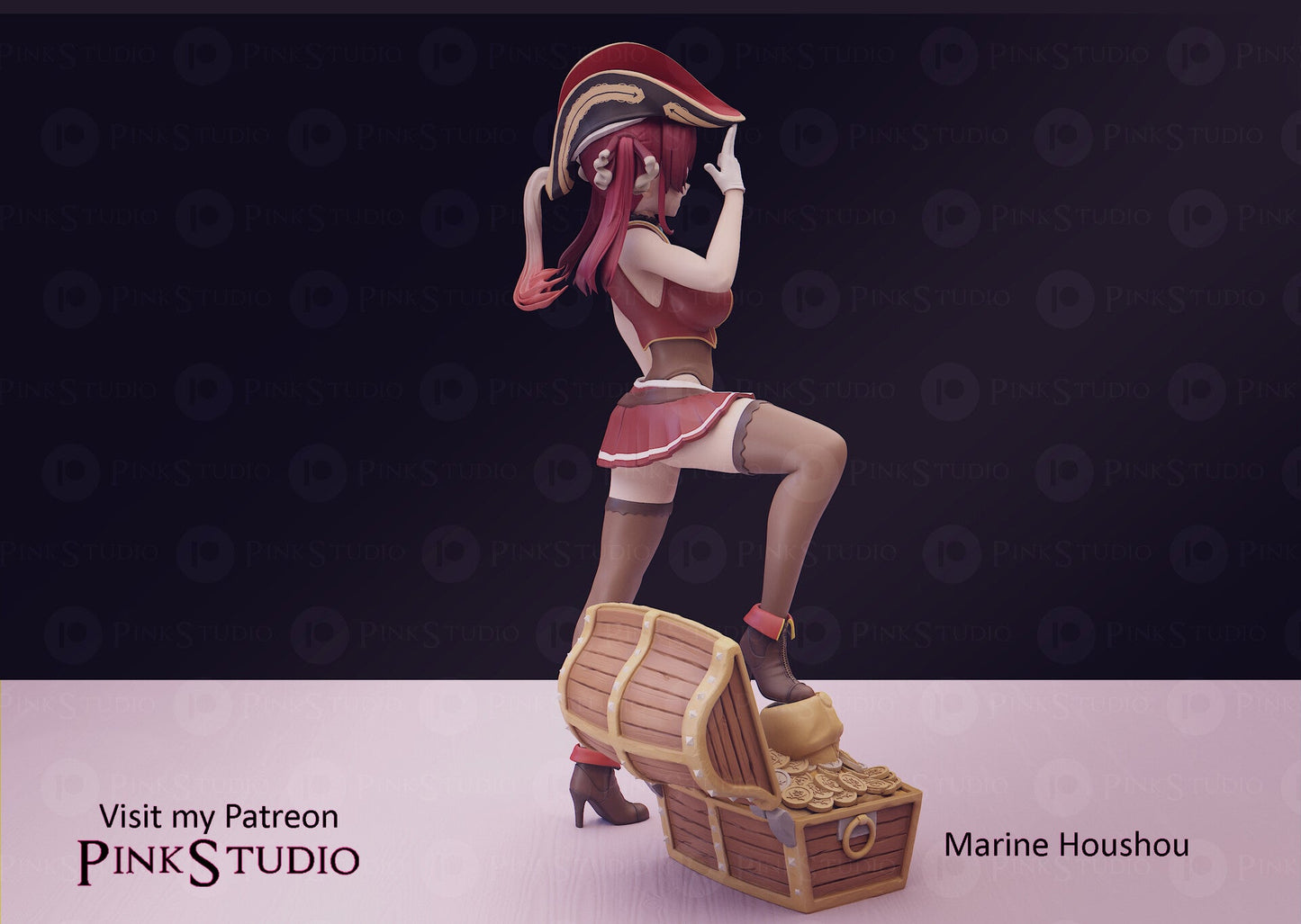 Houshou Marine 3D Printed Anime Miniature Fanart by Pink Studio