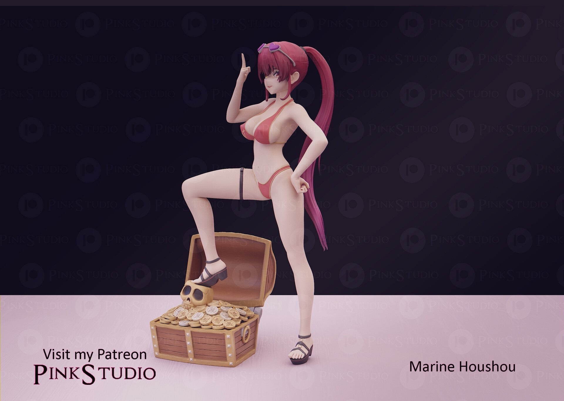 Houshou Marine 3D Printed Anime Miniature Fanart by Pink Studio