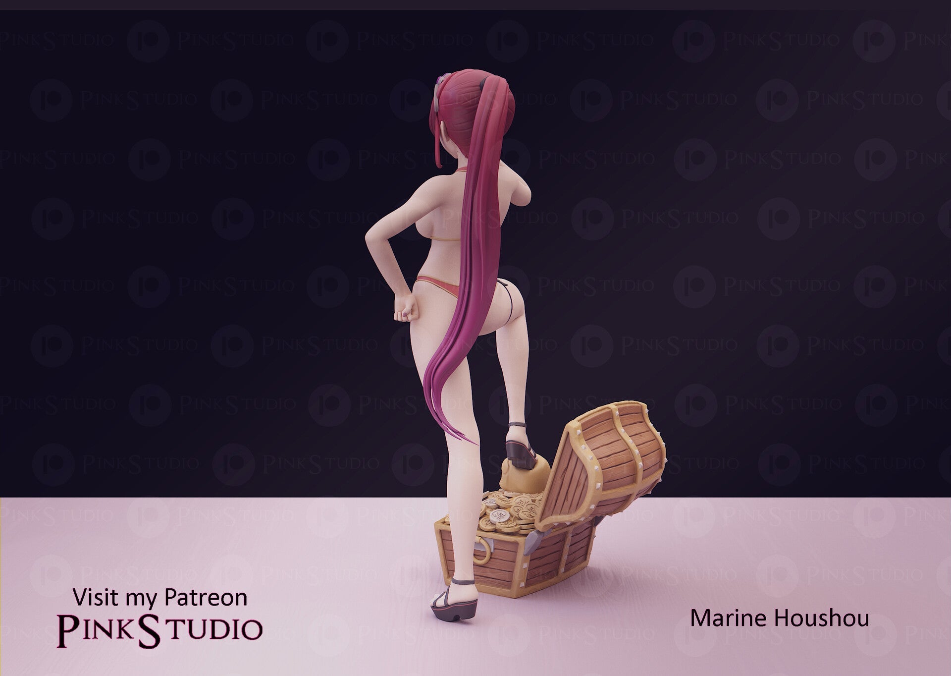 Houshou Marine 3D Printed Anime Miniature Fanart by Pink Studio