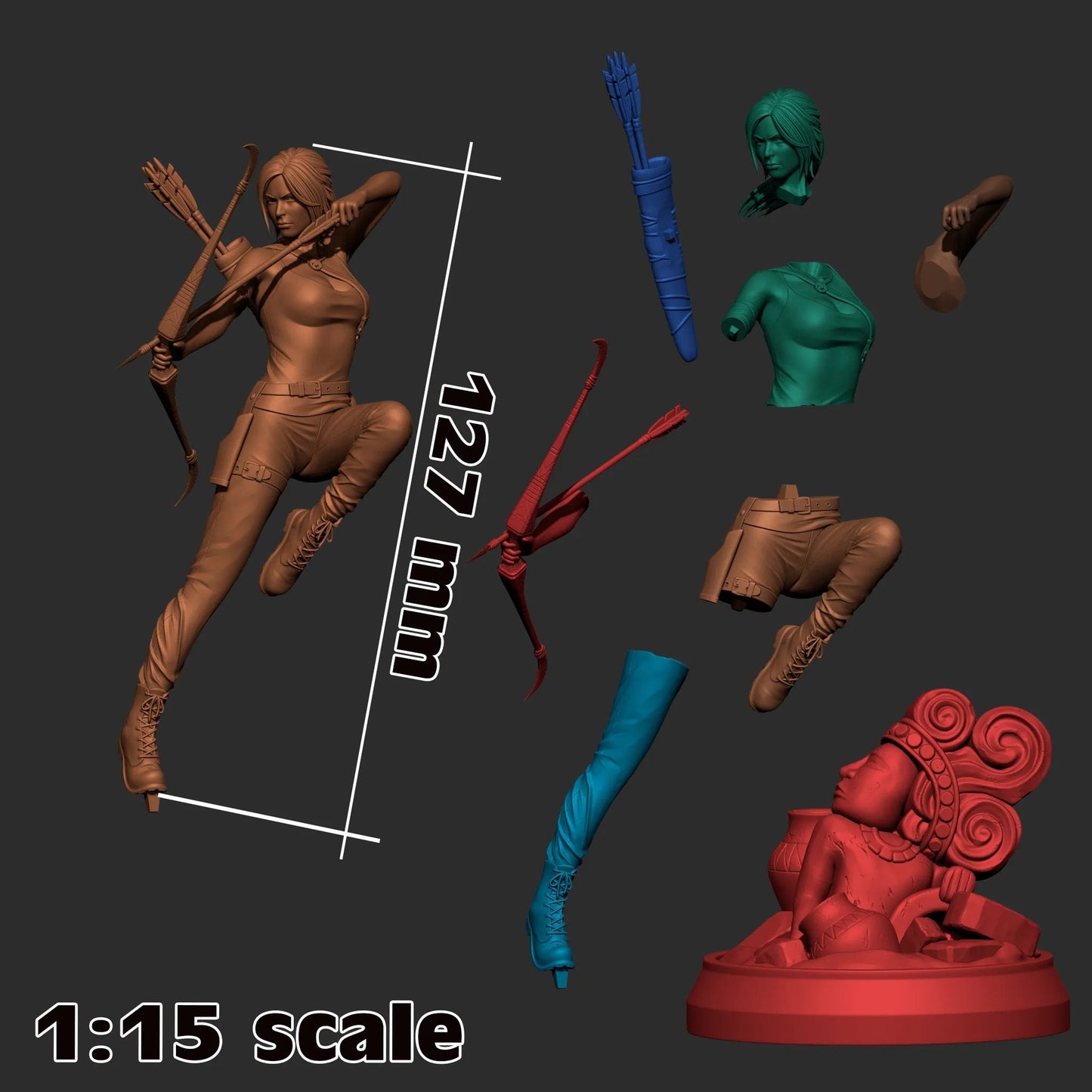 Lara Croft 3D printed miniatures figurines collectibles and scale models UNPAINTED Fun Art by h3LL creator