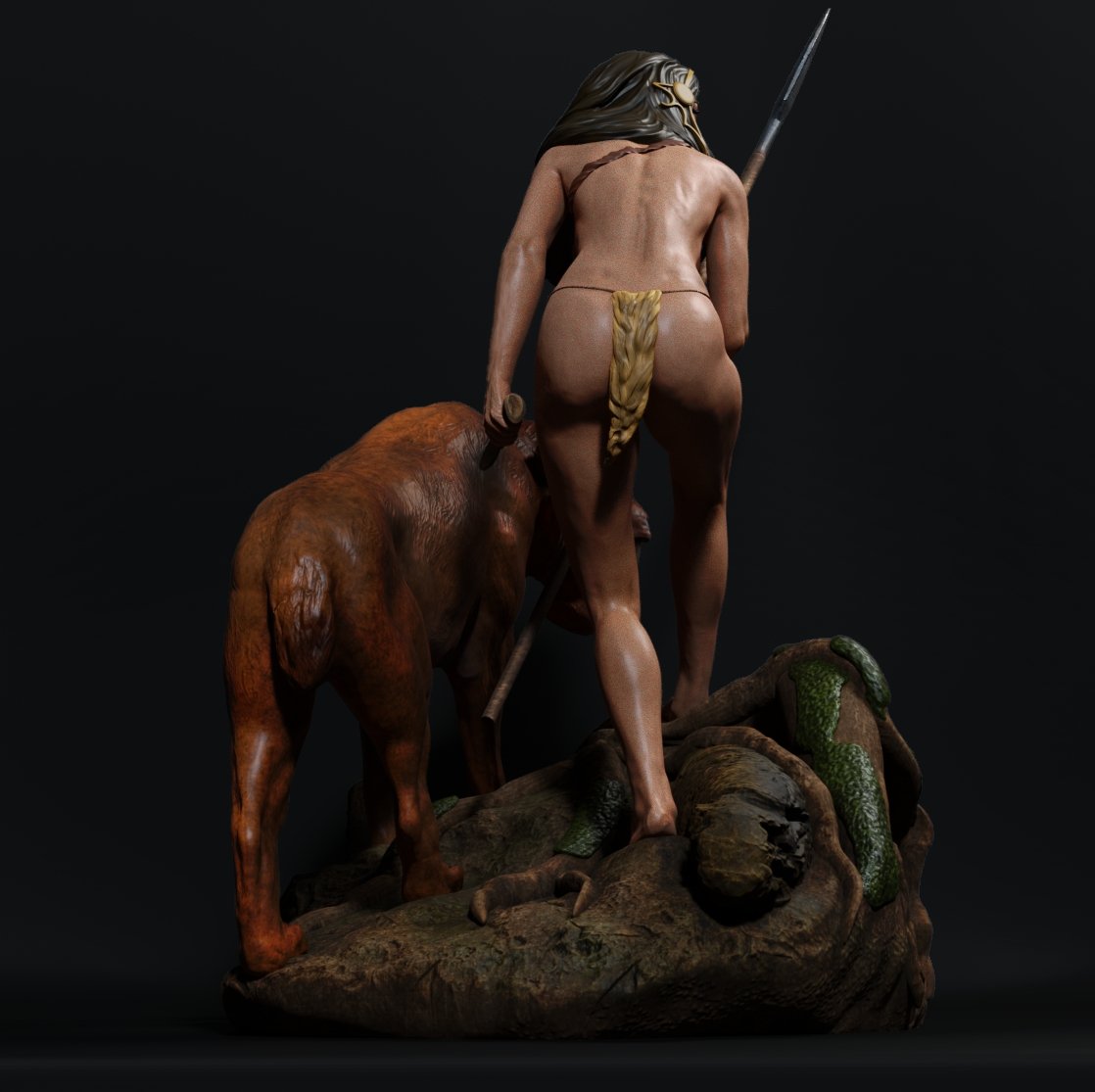 Indian Warrior Woman NSFW 3D Printed Miniature FunArt by ca_3d_art Statues & Figurines & Collectible Unpainted