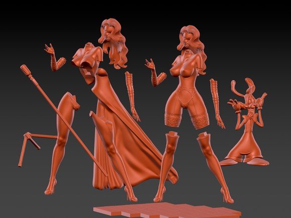 Jessica Rabbit 3D Printed Miniature FunArt by EXCLUSIVE 3D PRINTS Scale Models Unpainted
