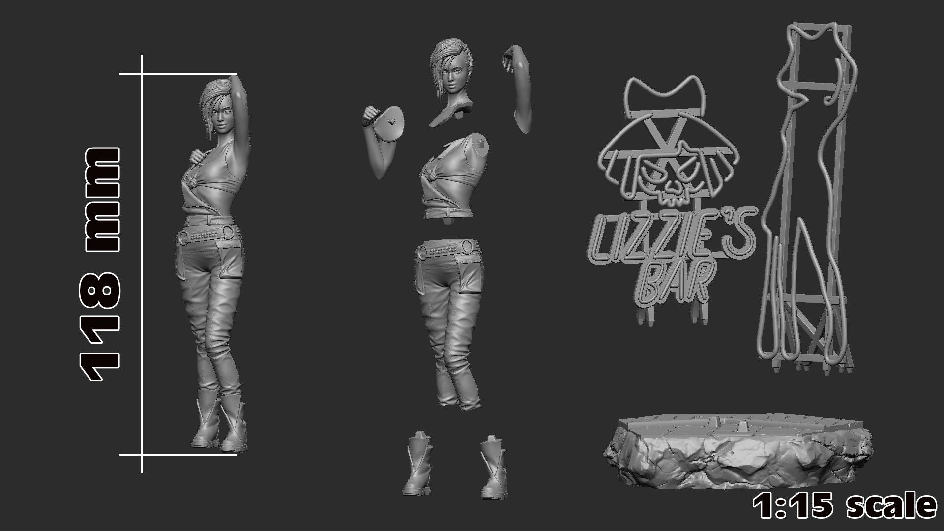 Judy 3D printed miniatures figurines collectibles and scale models UNPAINTED Fun Art by h3LL creator