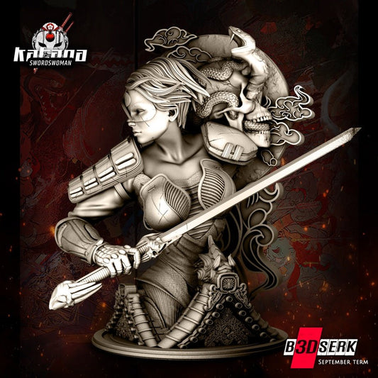 Katana BUST 3D Printed Figurine FunArt | Diorama by B3DSERK UNPAINTED GARAGE KIT