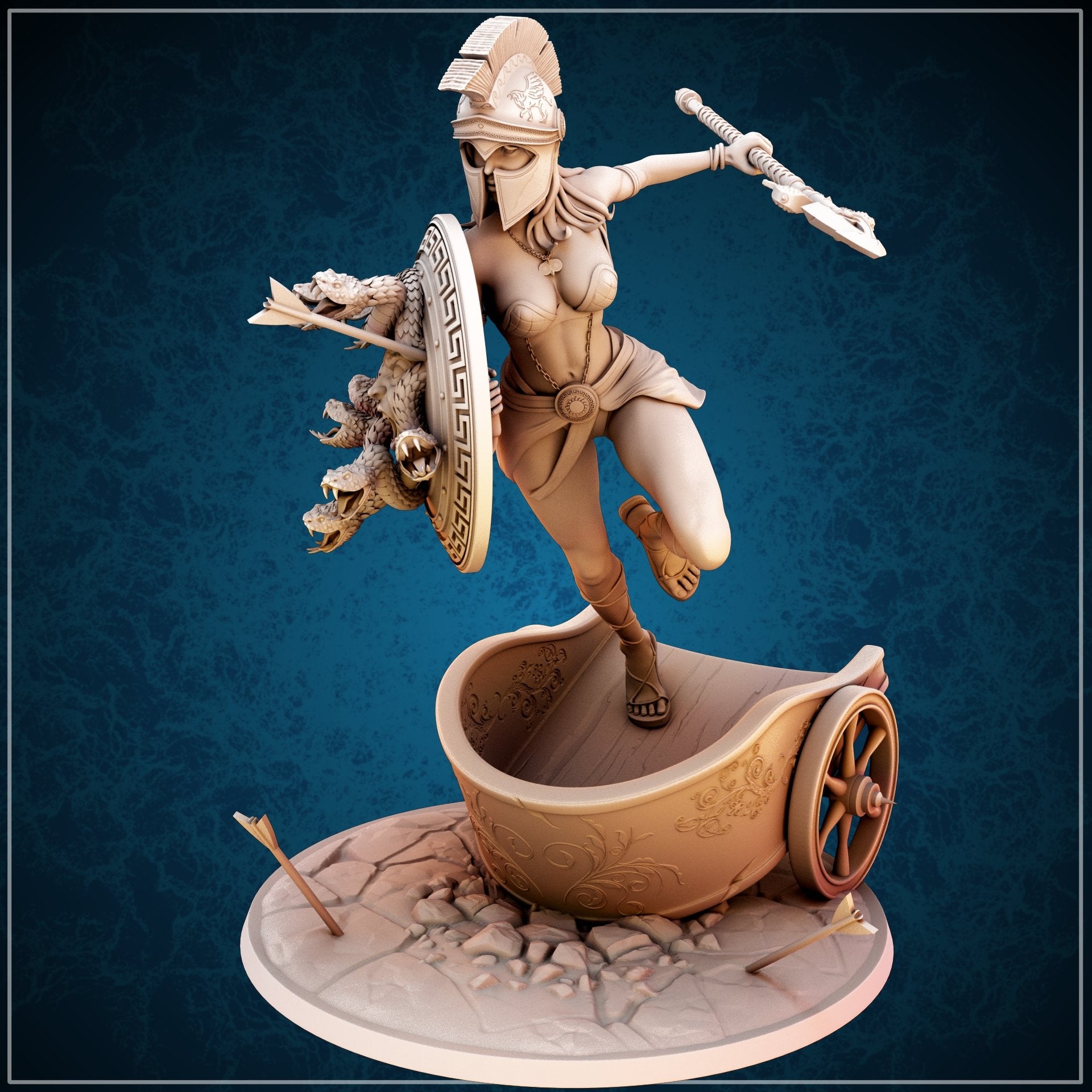 Kickstarter Athena Warrior pose 2 – SFW 3D Printed – Fanart – Unpainted