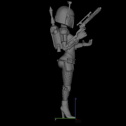 Lady Fett Mandalorian Star Wars | NSFW 3D Printed | Fun Art | Unpainted Figurine