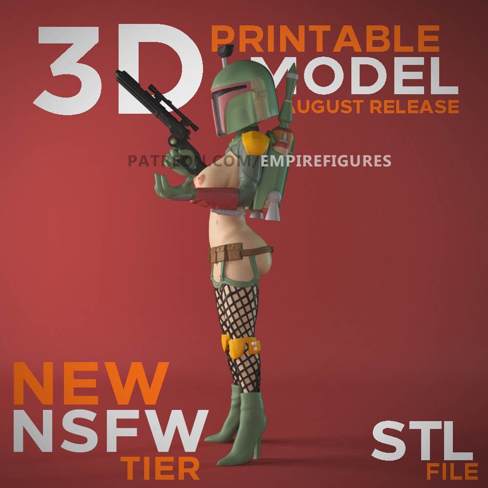 Lady Fett Mandalorian Star Wars | NSFW 3D Printed | Fun Art | Unpainted Figurine