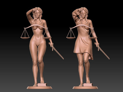 NSFW Resin Miniature Lady Justice NSFW 3D Printed Figurine Fanart Unpainted Miniature