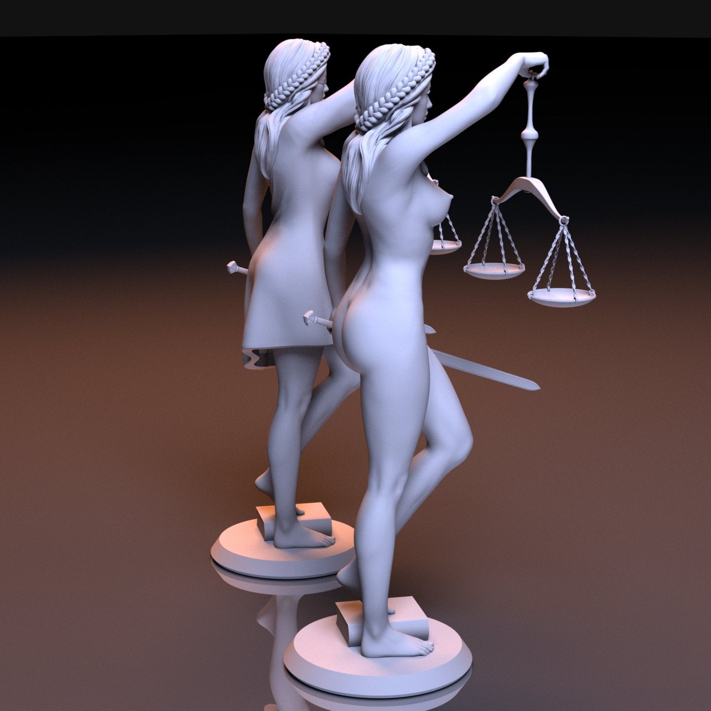 NSFW Resin Miniature Lady Justice NSFW 3D Printed Figurine Fanart Unpainted Miniature