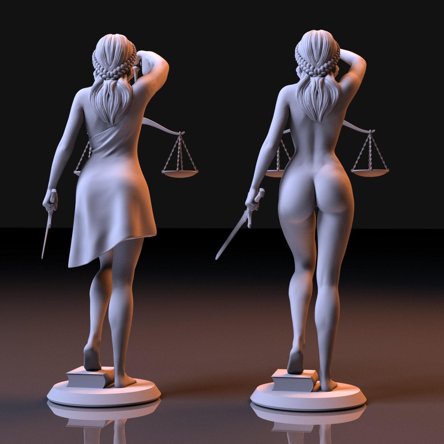 NSFW Resin Miniature Lady Justice NSFW 3D Printed Figurine Fanart Unpainted Miniature