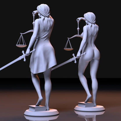 NSFW Resin Miniature Lady Justice NSFW 3D Printed Figurine Fanart Unpainted Miniature