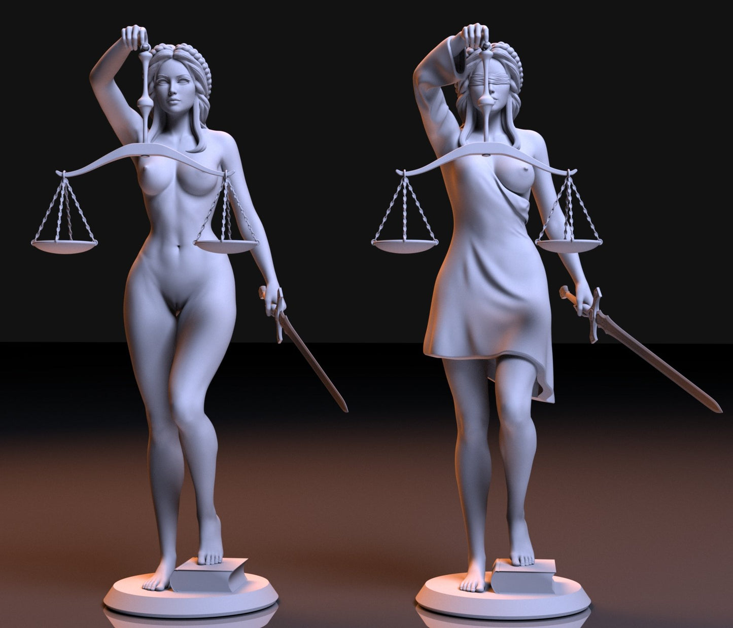 NSFW Resin Miniature Lady Justice NSFW 3D Printed Figurine Fanart Unpainted Miniature