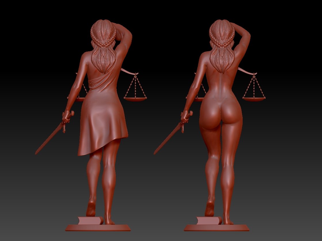 NSFW Resin Miniature Lady Justice NSFW 3D Printed Figurine Fanart Unpainted Miniature