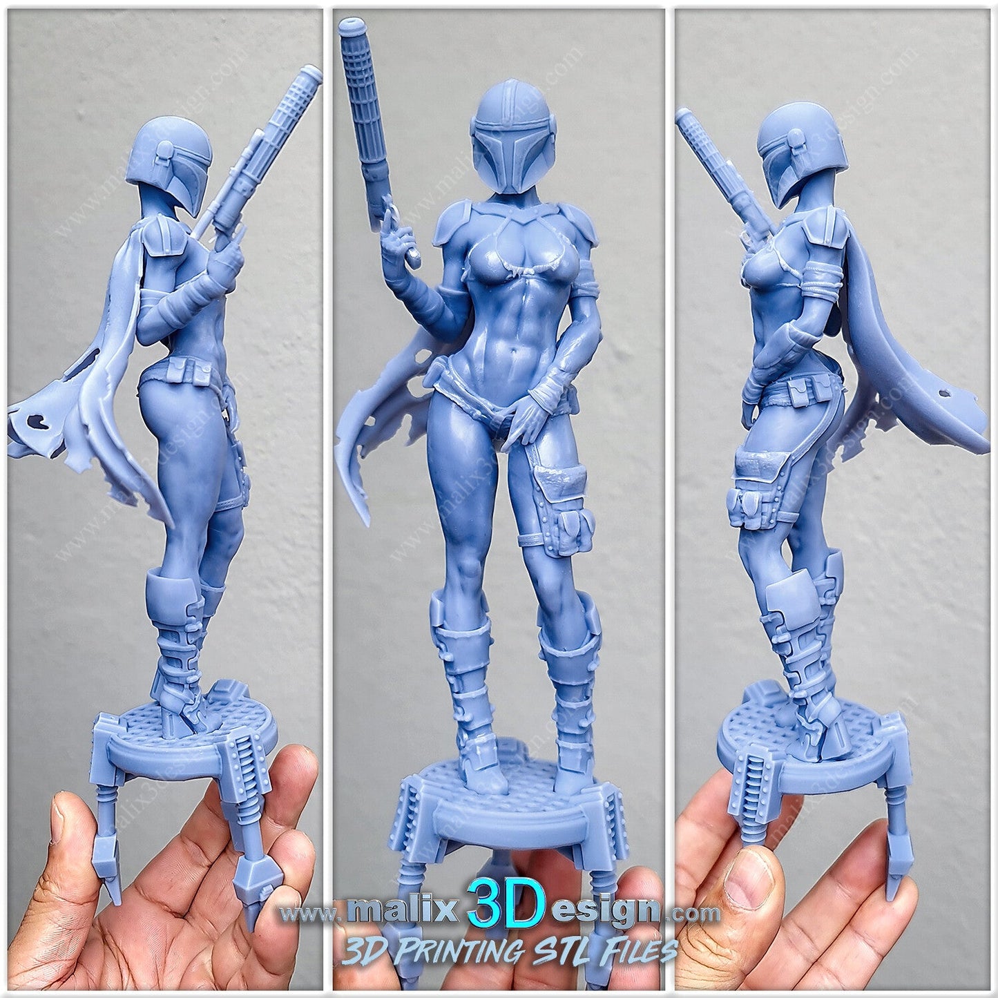 Lady MANDALORIAN 3D Printed Resin Figure Model Kit FunArt | Diorama by SANIX3D UNPAINTED GARAGE KIT