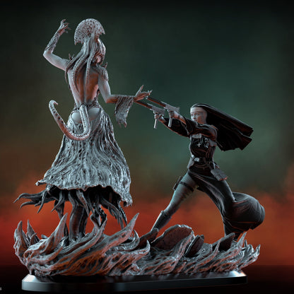 LADY SIN and SISTER MARY Diorama 3D Printed Miniature Fanart by Ritual Casting - Deus Spes Nostra diorama
