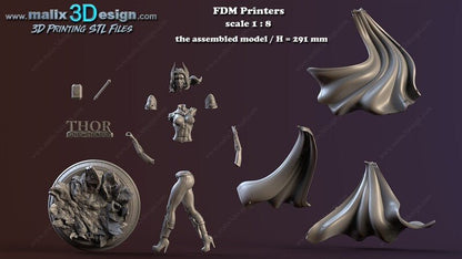 Lady THOR 3D Printed Resin Figure Model Kit FunArt | Diorama by SANIX3D UNPAINTED GARAGE KIT