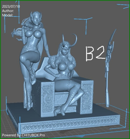 Lady Thor and Lady Loki 3D Printed Miniature FunArt by EXCLUSIVE 3D PRINTS