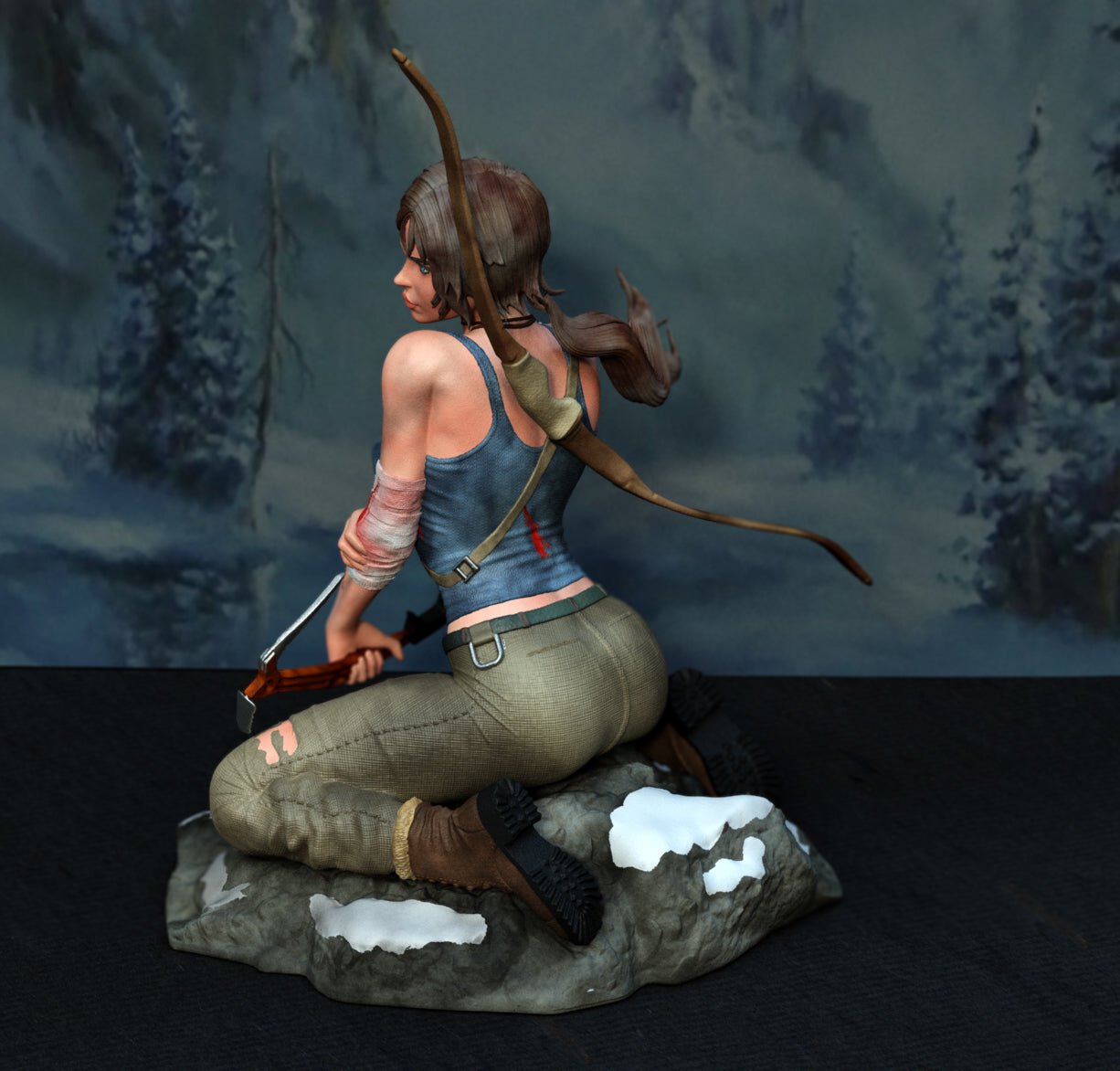 Lara Croft 3D Printed Miniature FunArt by EXCLUSIVE 3D PRINTS Scale Models Unpainted