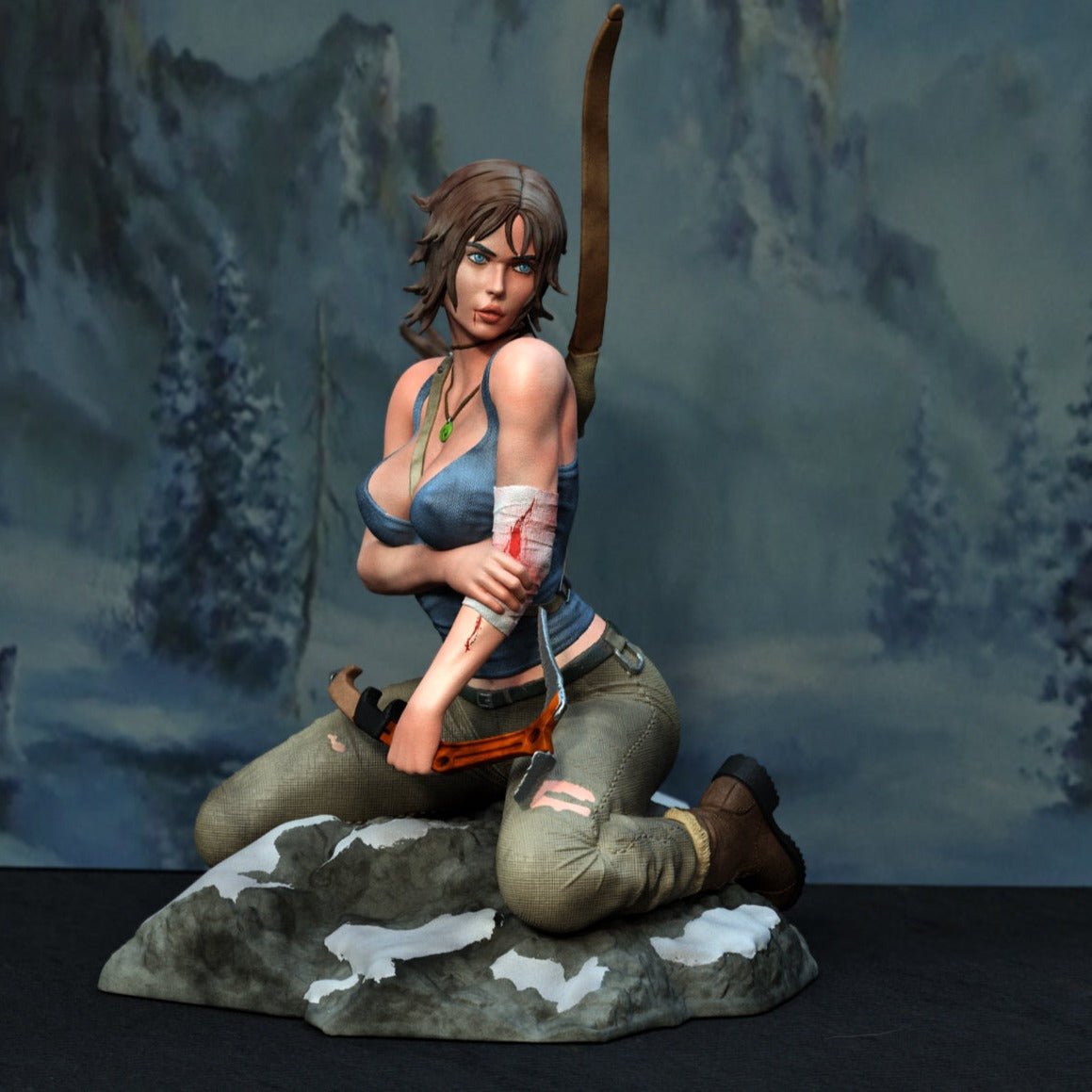 Lara Croft 3D Printed Miniature FunArt by EXCLUSIVE 3D PRINTS Scale Models Unpainted
