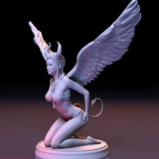 Lucifer girl 3D Printed Figurine Fanart Unpainted Miniature Collectibles