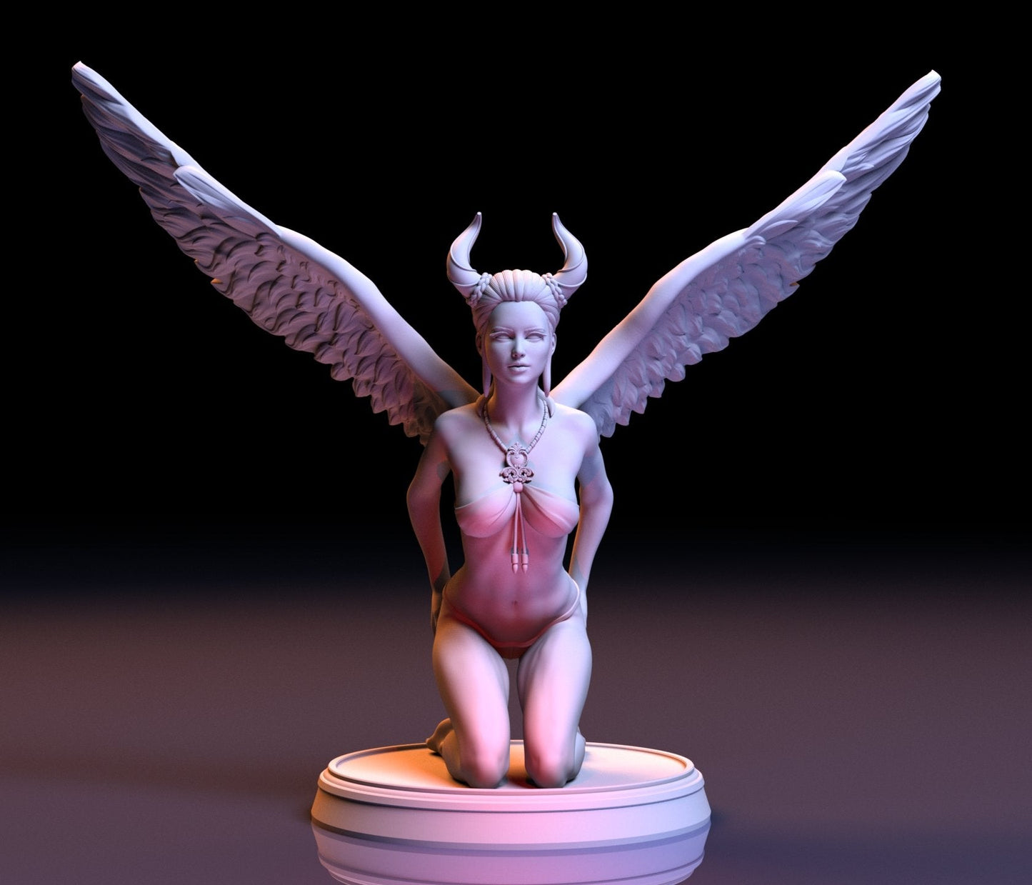 Lucifer girl 3D Printed Figurine Fanart Unpainted Miniature Collectibles