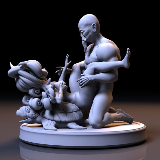 NSFW Resin Miniature Master Roshi and Launch NSFW 3D Printed Fanart Unpainted Miniature