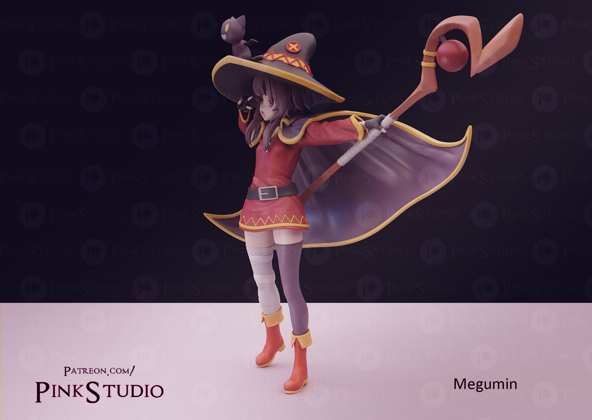 Megumin 3D Printed Anime Miniature Fanart by Pink Studio