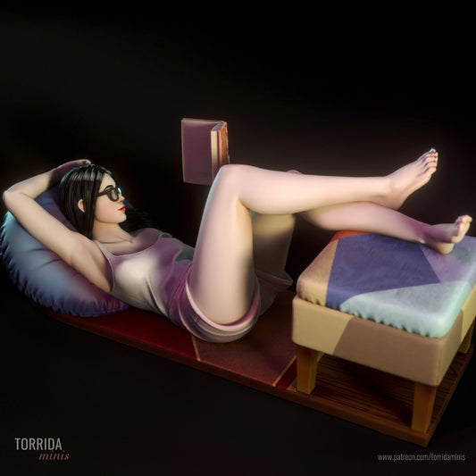 Moon, reader girl 3d Printed miniature FanArt by Torrida Minis S aled Collectables Statues & Figurines