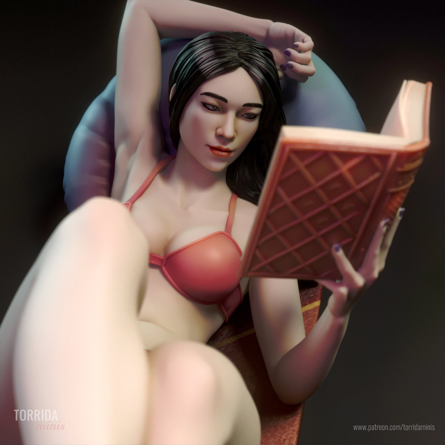 Moon, reader girl 3d Printed miniature FanArt by Torrida Minis S aled Collectables Statues & Figurines