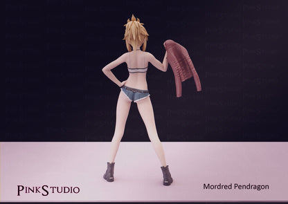 Mordred Figure 3D Printed Fanart DIY Garage Kit , Unpainted , NSFW Figurine , Nude Figurine , Sexy Miniature , Bondage figure , Naked Waifu , Adult Figurine , Anime Figure