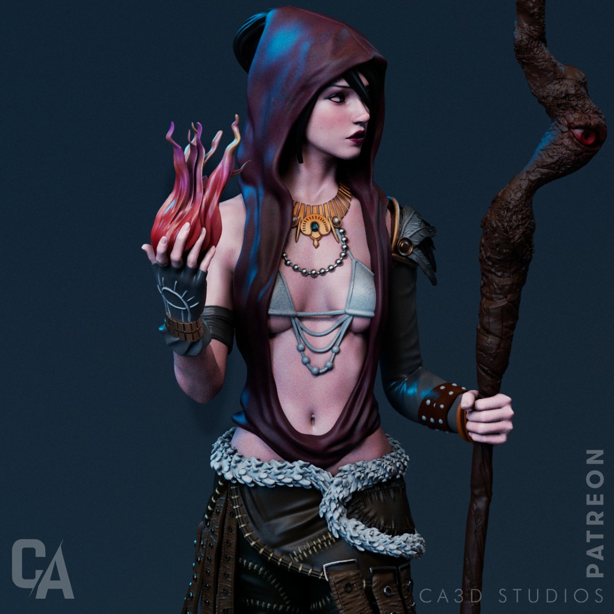 Morrigan 3d printed Miniature Scaled Statue Figure by CA3D SFW / NSFW