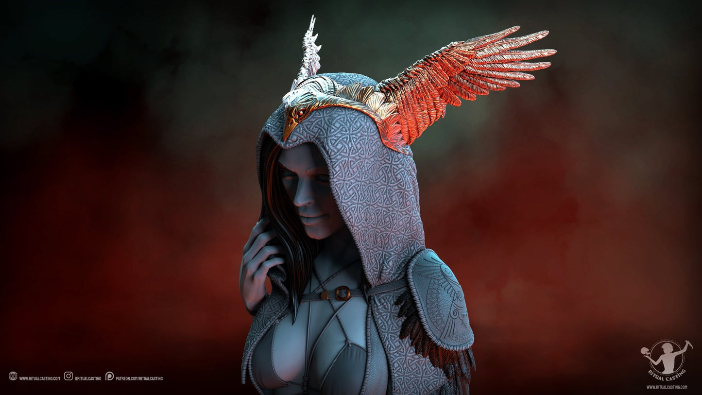 Morrigan BUST 3D Printed Miniature Fanart by Ritual Casting
