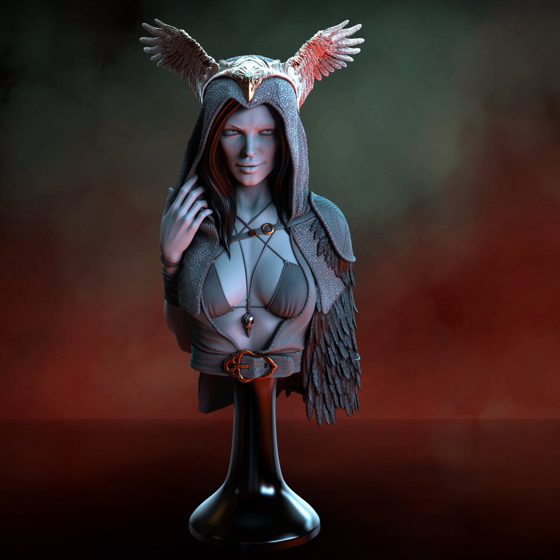 Morrigan BUST 3D Printed Miniature Fanart by Ritual Casting