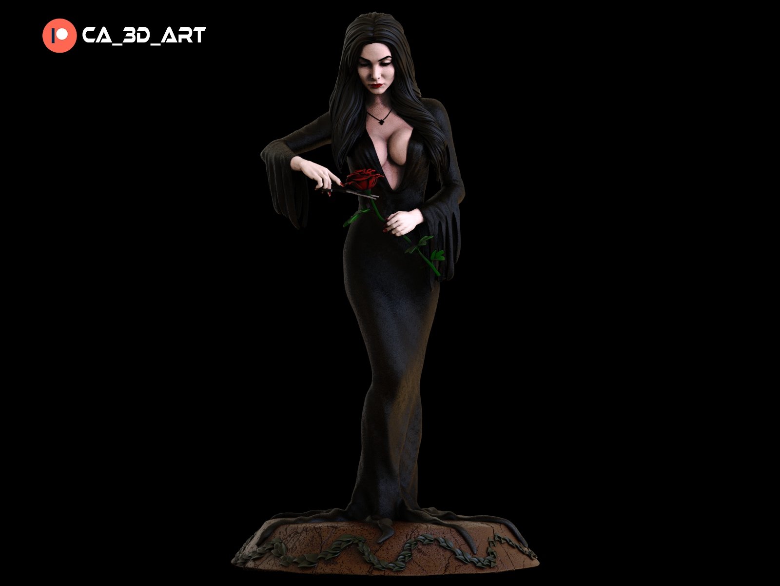 Morticia Addams 3D Printed figurine Fanart by ca_3d_art