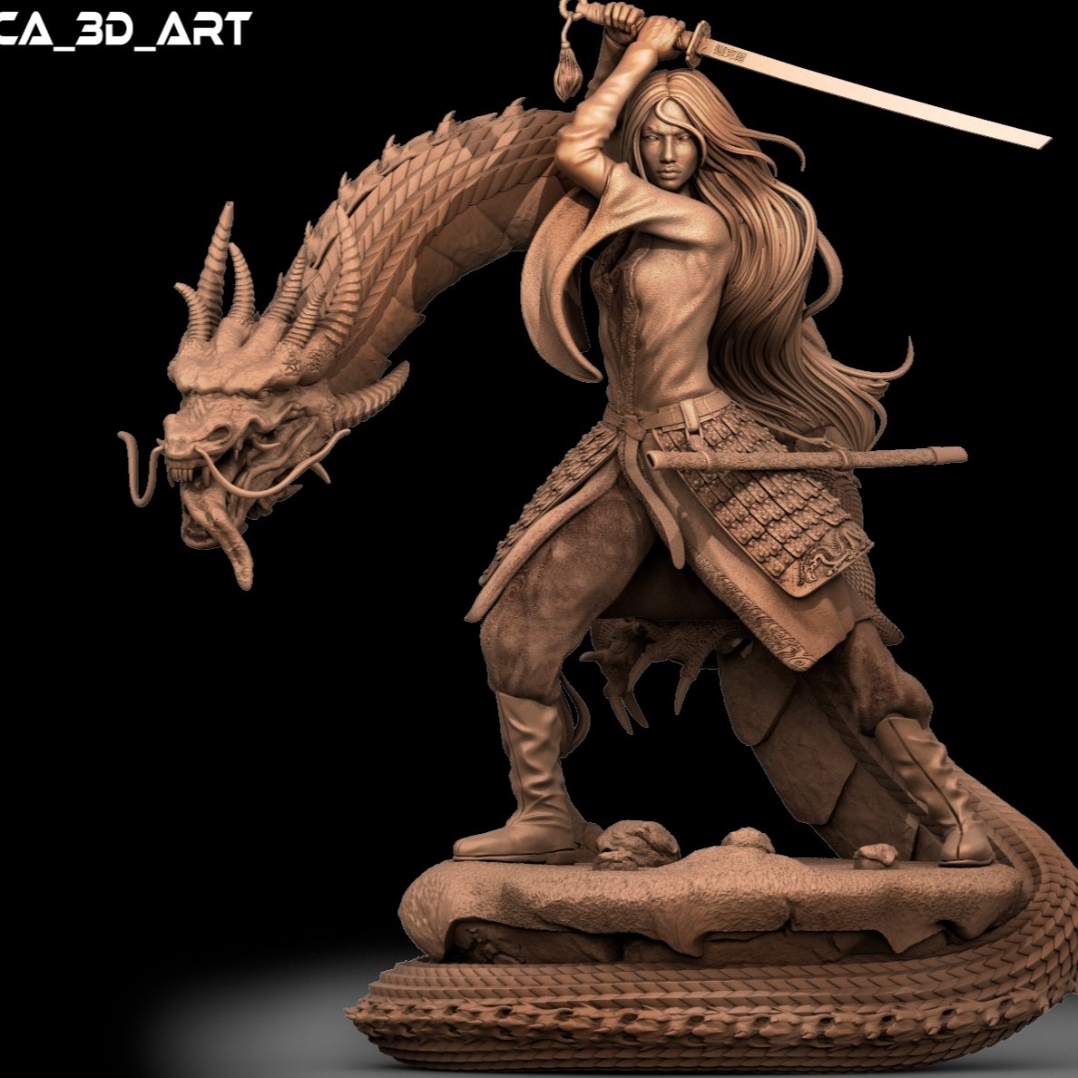 Mulan 3D Printed Figurine Fanart by ca_3d_art
