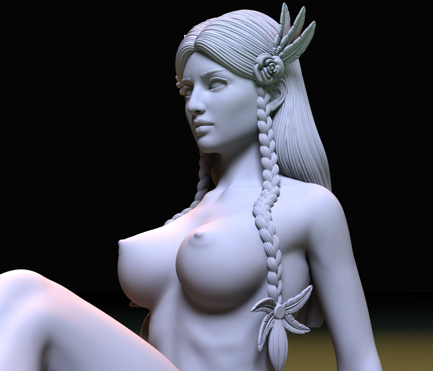 Native American girl NSFW 3D Printed Figurine Fanart Unpainted Miniature Collectibles