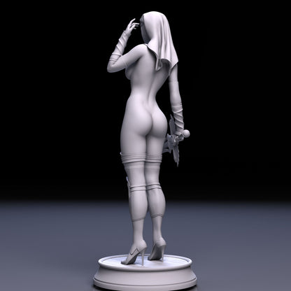 Naughty Nun | 3D Printed | Fanart | Unpainted | NSFW Version | Figurine | Figure | Miniature | Sexy |